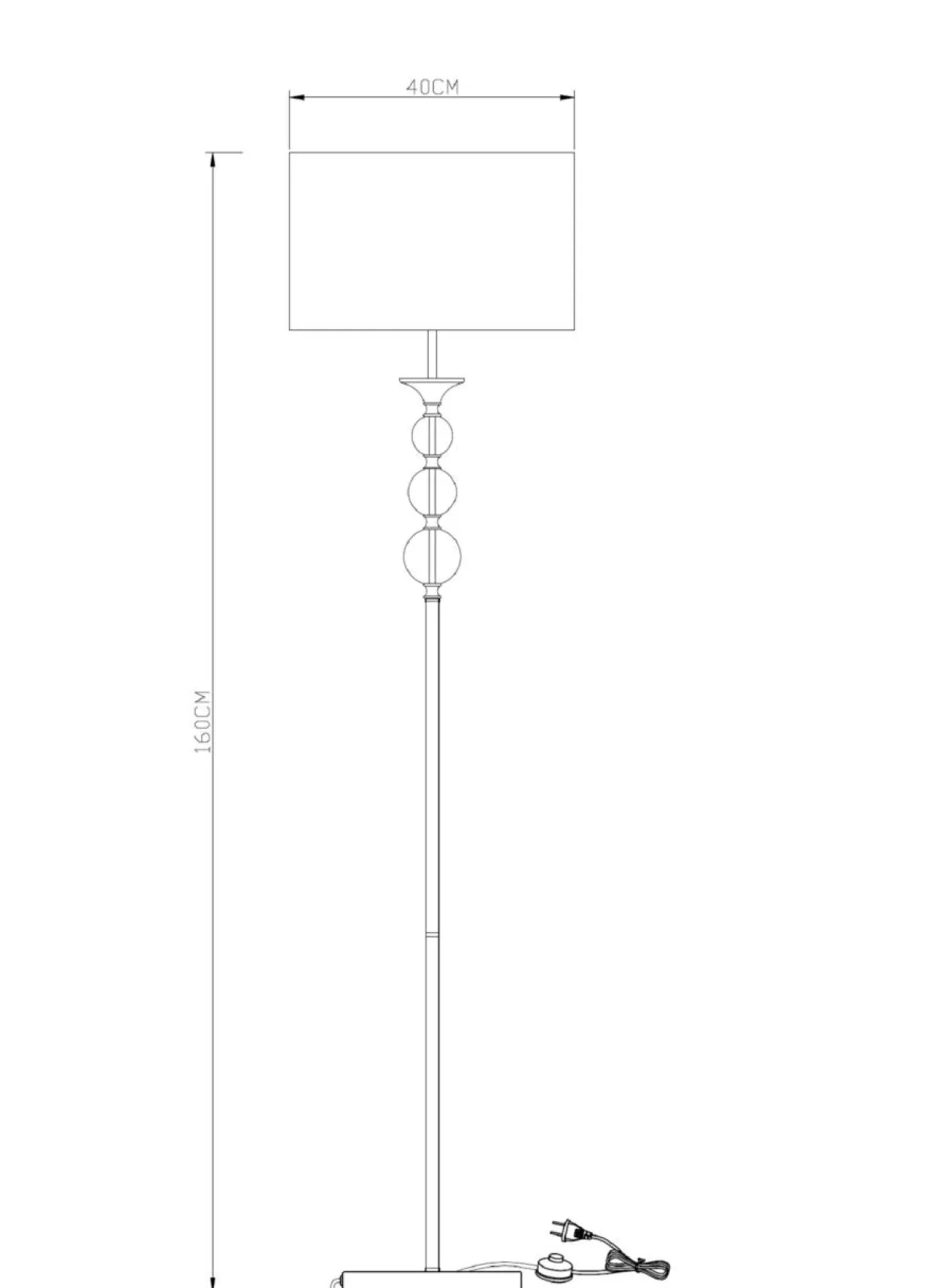 Lampa podłogowa ze szklaną ozdobą biały abażur REA
