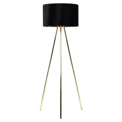 Lampa podłogowa złota abażur czarny UMBERTO