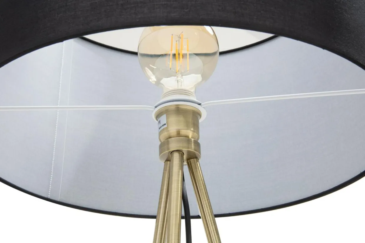 Lampa stojąca trónóg abażur czarny CARA