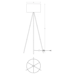 Lampa stojąca trónóg abażur czarny CARA