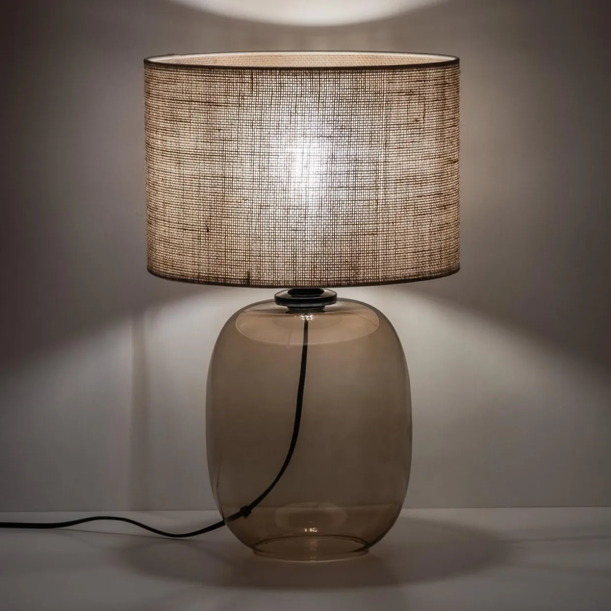 Lampa stołowa abażur juta MELODY