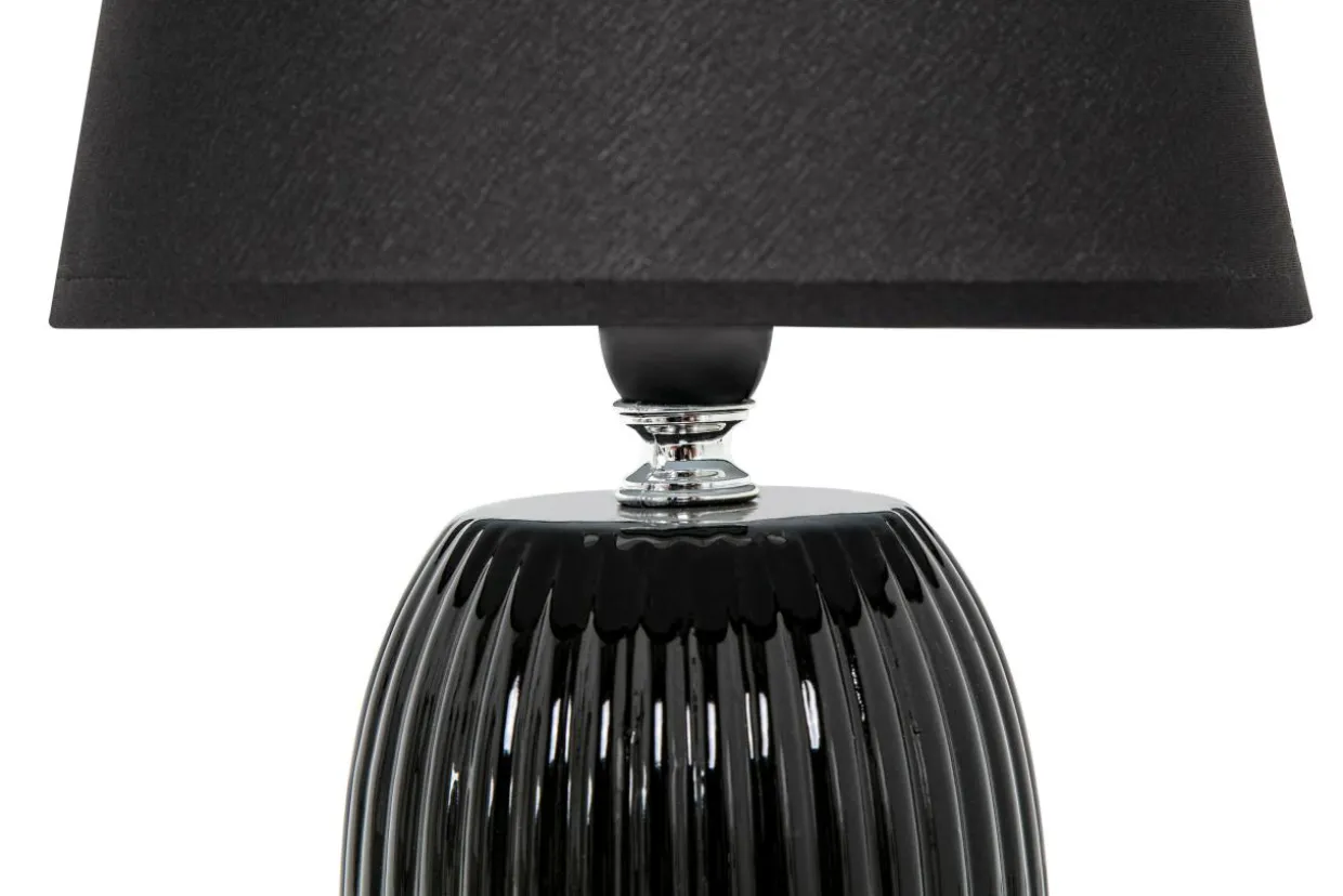 Lampa stołowa ceramiczna czarna 28 cm