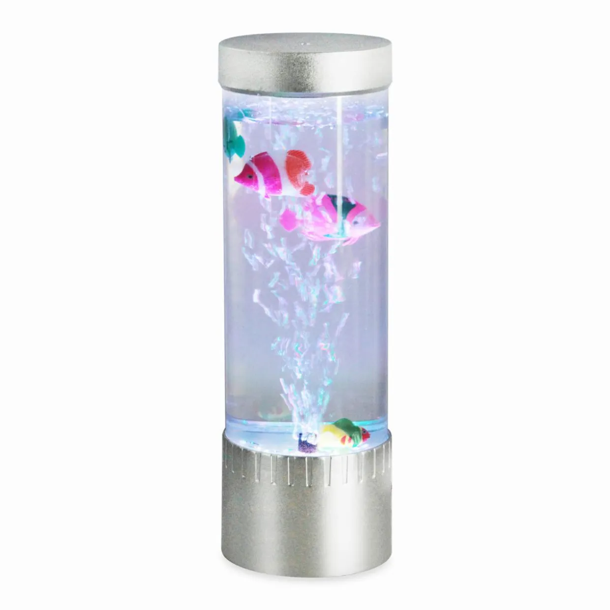 Lampa stołowa dekoracyjna LED USB RGB srebrna AQUA 32 cm