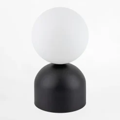 Lampa stołowa klosz kula czarna podstawa MIKI