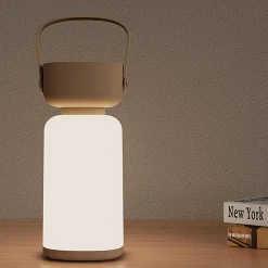 Lampa stołowa LED IP44 biało-brązowa BATT