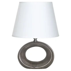Lampa stołowa z abażurem biało-brązowa 30 cm