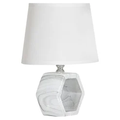Lampa stołowa z abażurem biało-czarna 25 cm