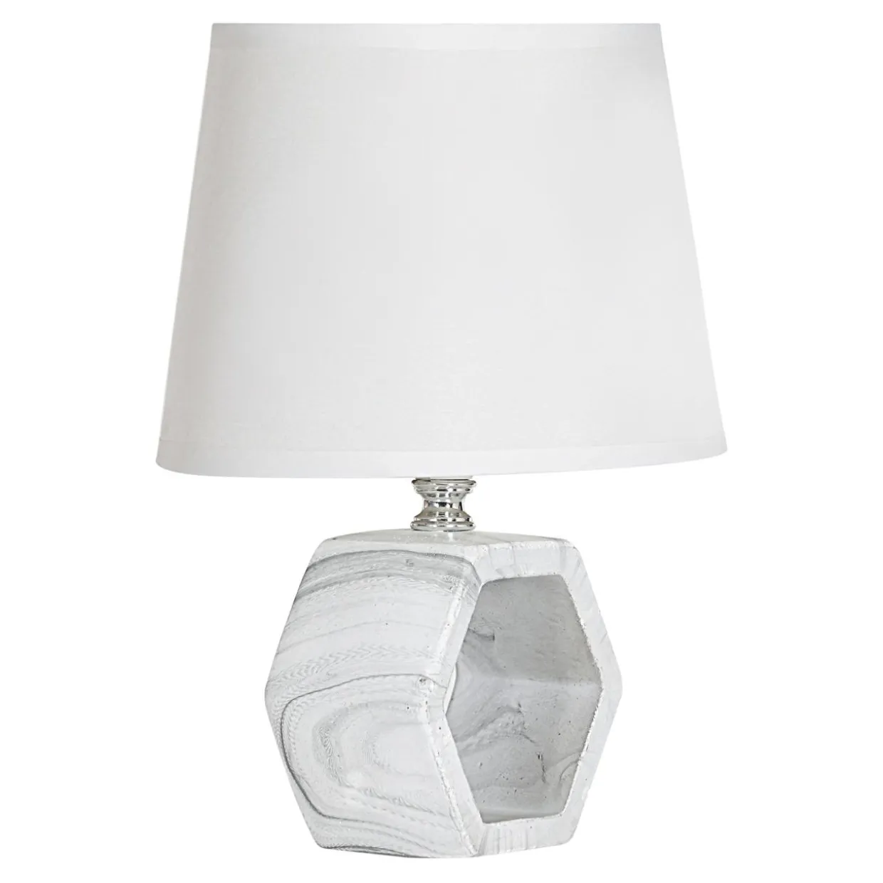 Lampa stołowa z abażurem biało-czarna 25 cm