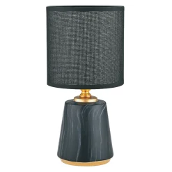 Lampa stołowa z abażurem czarno-złota 27 cm