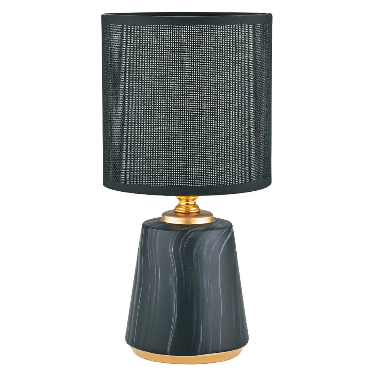 Lampa stołowa z abażurem czarno-złota 27 cm