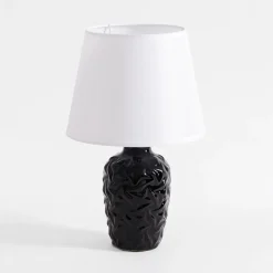 Lampa stołowa z abażurem czarn-biała 31,5 cm