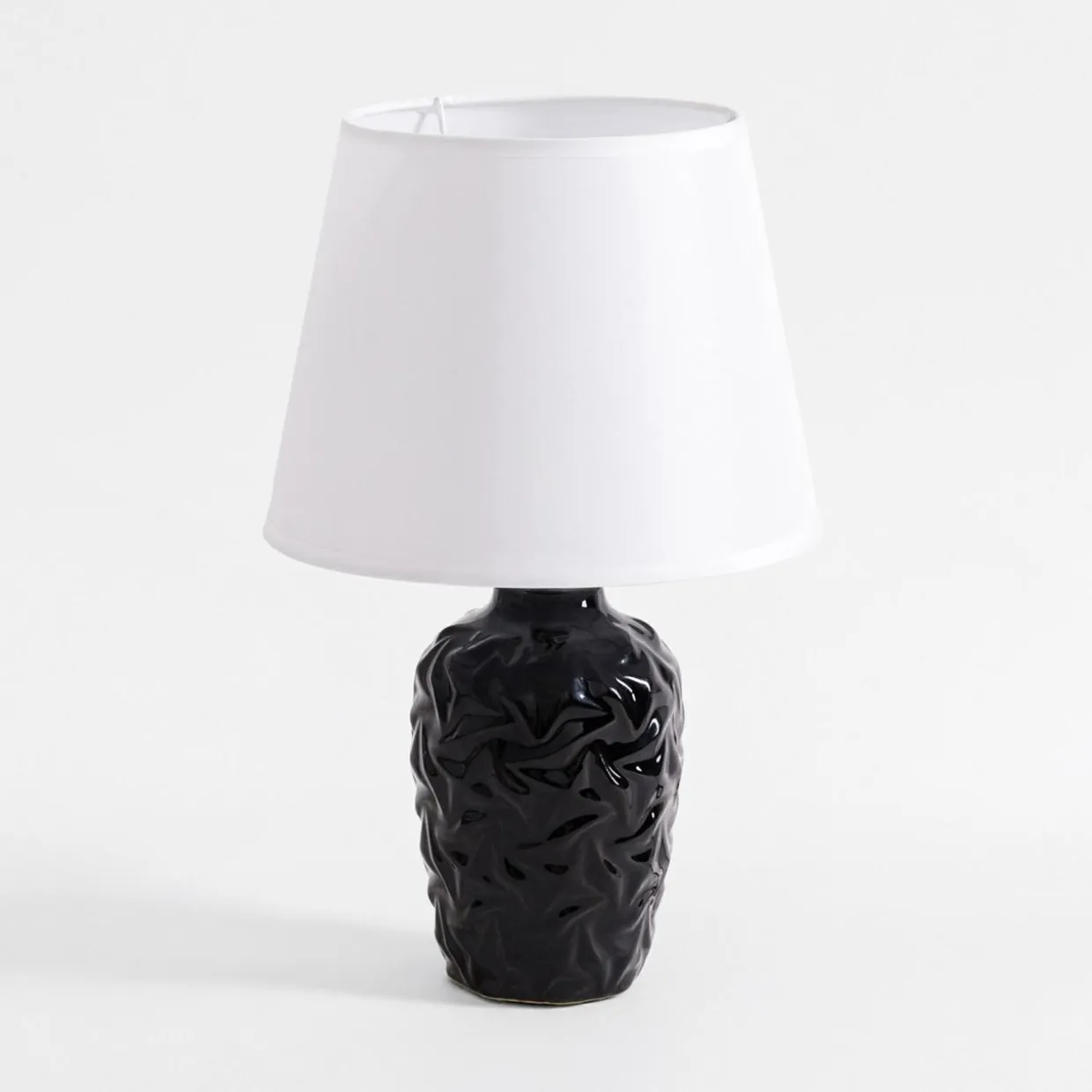 Lampa stołowa z abażurem czarn-biała 31,5 cm