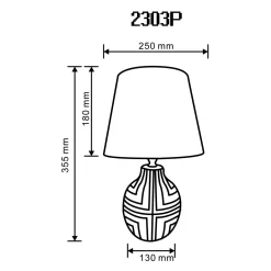Lampa stołowa z abażurem różowo-biała 35,5 cm