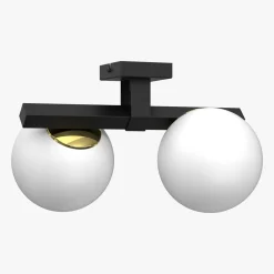 Lampa sufitowa 2 klosze kule czarno-złota IDRIS II