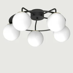 Lampa sufitowa 5 kloszy kule czarno-złota BALLO V
