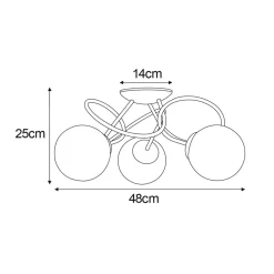 Lampa sufitowa 3 kule czarna FLORO