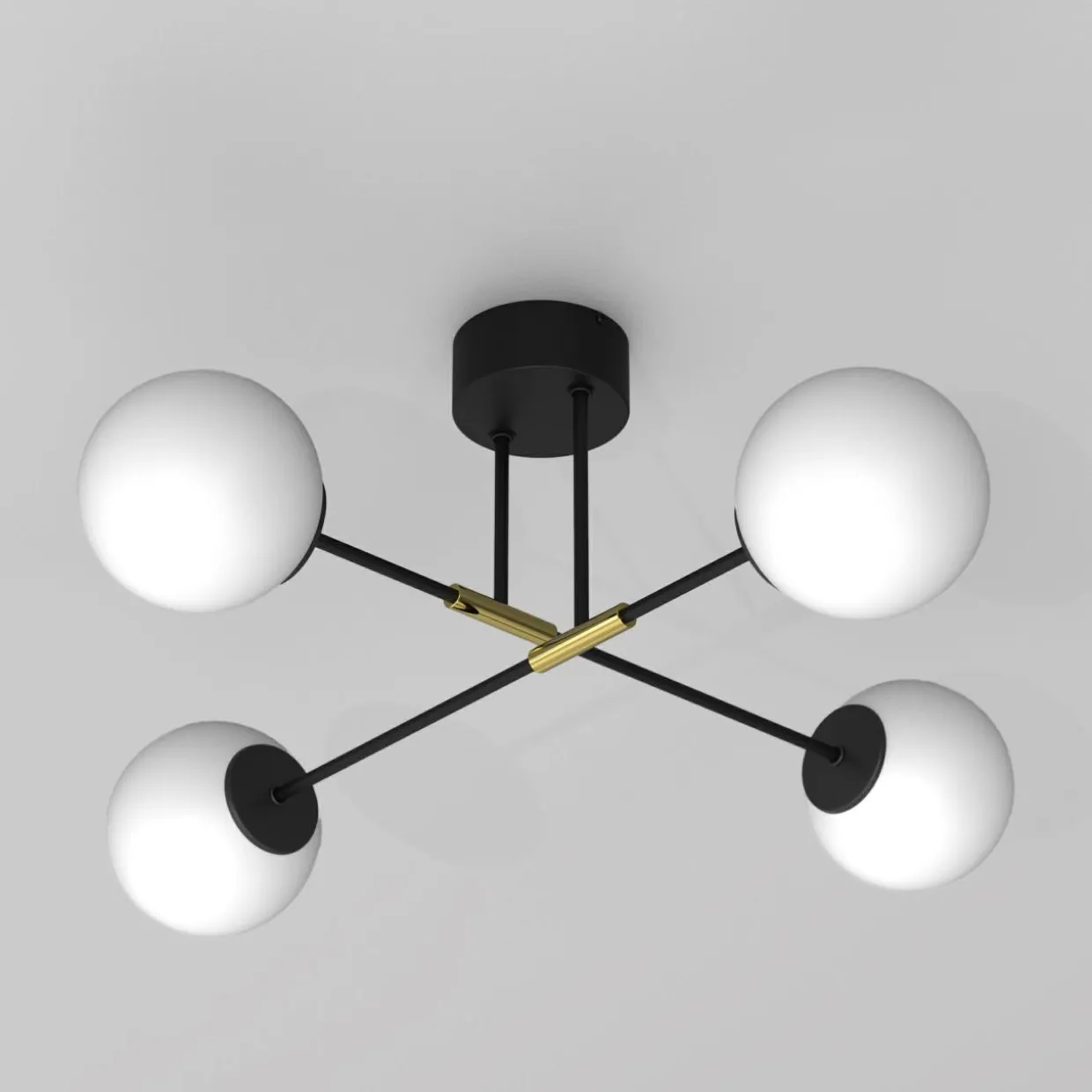 Lampa sufitowa 4 kule czarno-złota GLAME