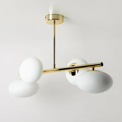 Lampa sufitowa 4 owalne klosze złota MILO 68x30 cm