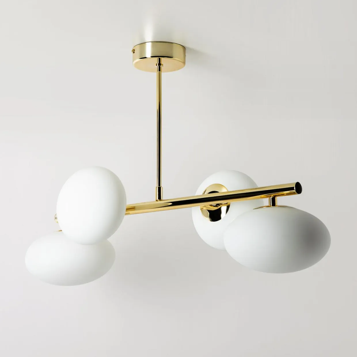 Lampa sufitowa 4 owalne klosze złota MILO 68x30 cm