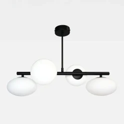 Lampa sufitowa 4 owalne klosze czarna MILO 68x30 cm