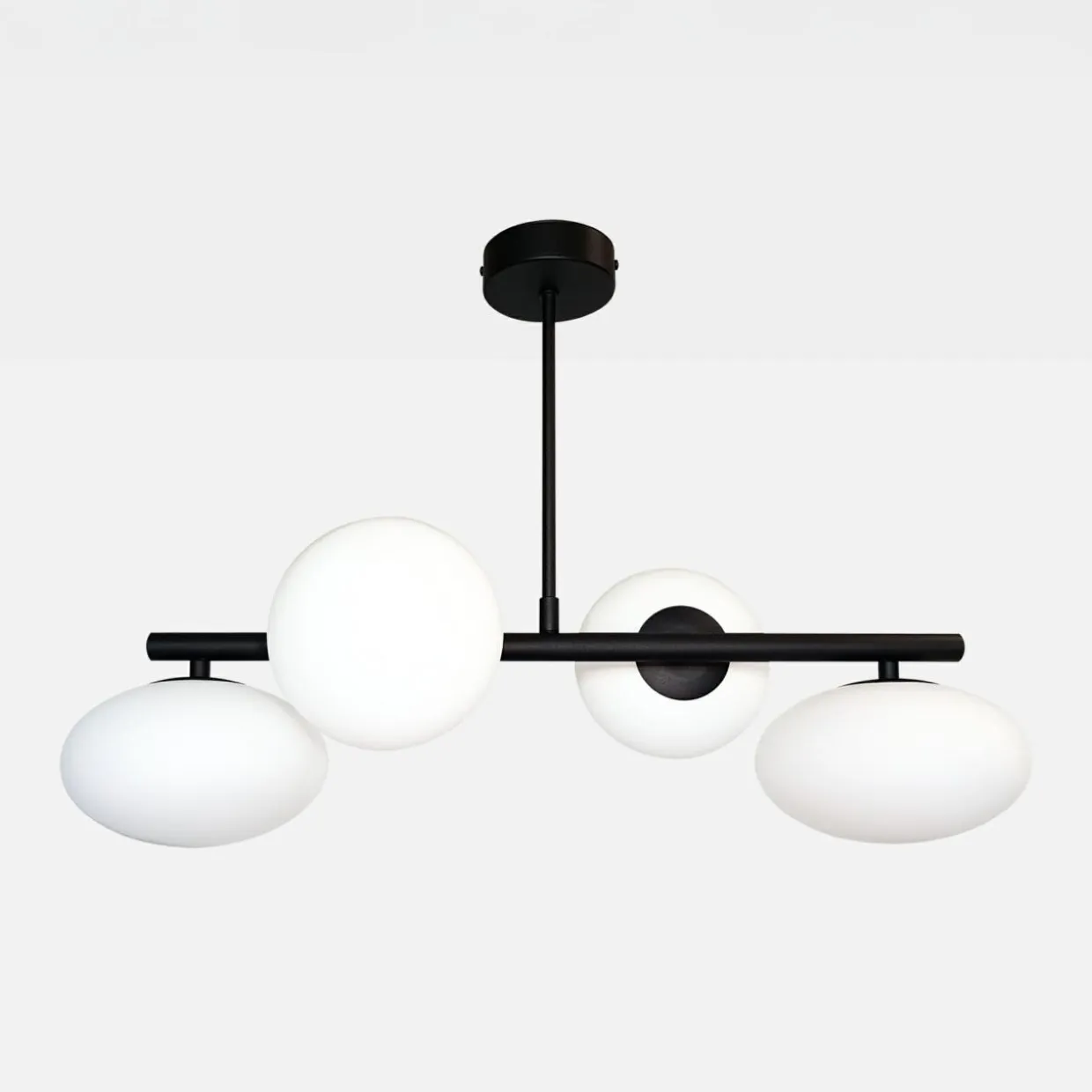 Lampa sufitowa 4 owalne klosze czarna MILO 68x30 cm