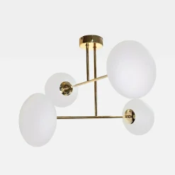 Lampa sufitowa 4 owalne klosze złota MILO 60x60 cm