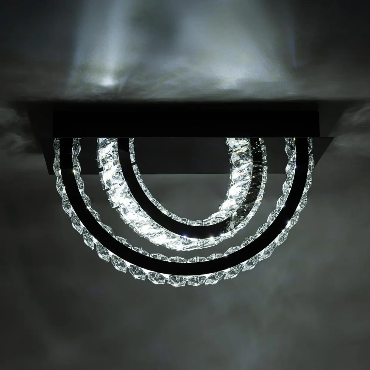 Lampa sufitowa 2 pierścienie czarna TULA na pilota