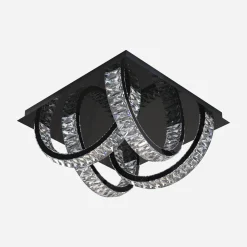 Lampa sufitowa 4 pierścienie czarna TULA na pilota