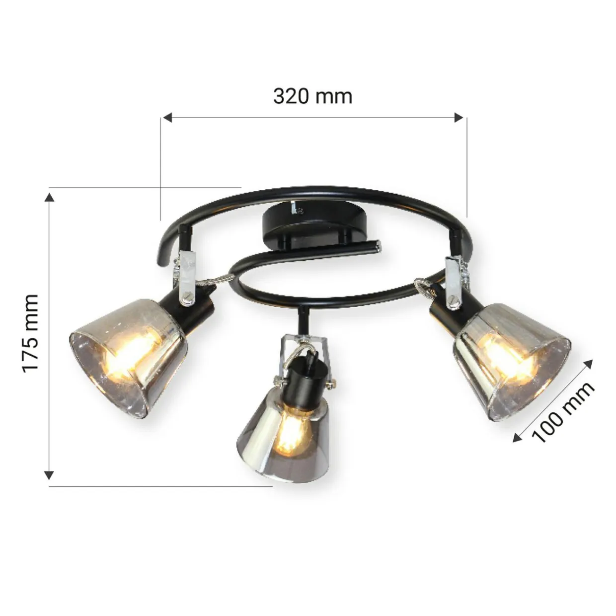 Lampa sufitowa 3 reflektorki czarna ORO TRINGA