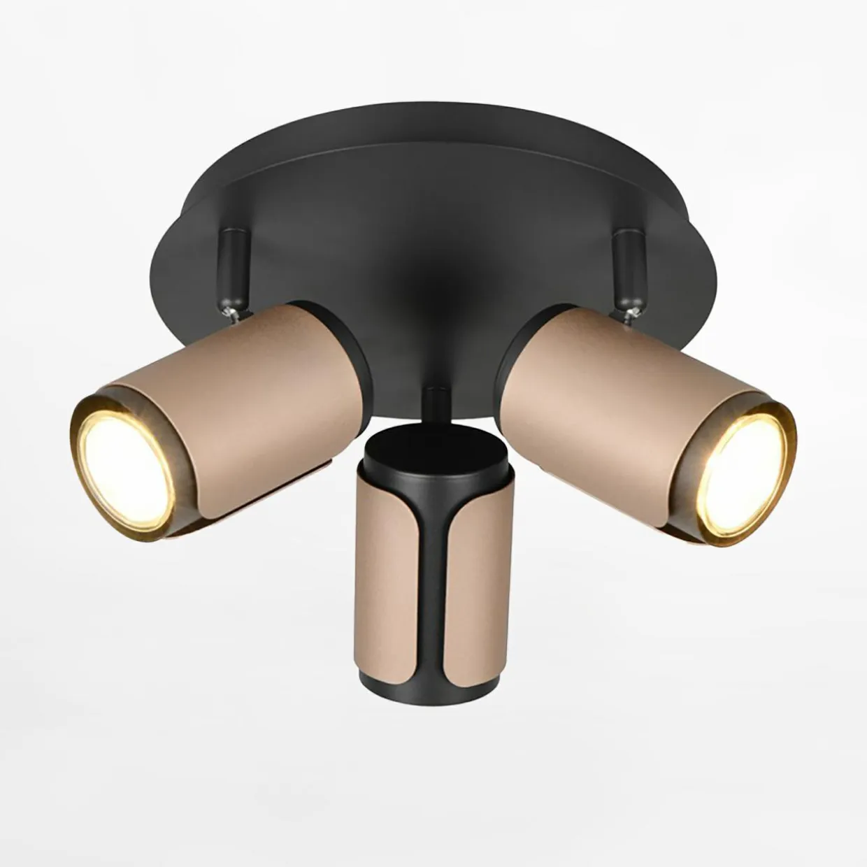 Lampa sufitowa 3 reflektory kawowa czarna GILLAN