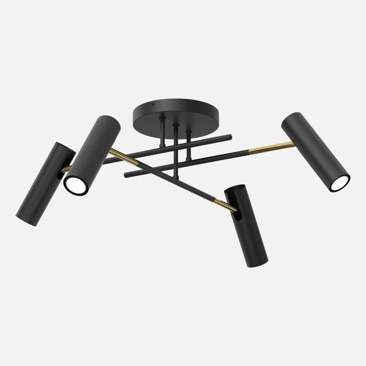 Lampa sufitowa 4 regulowane reflektory czarno-złota AXION