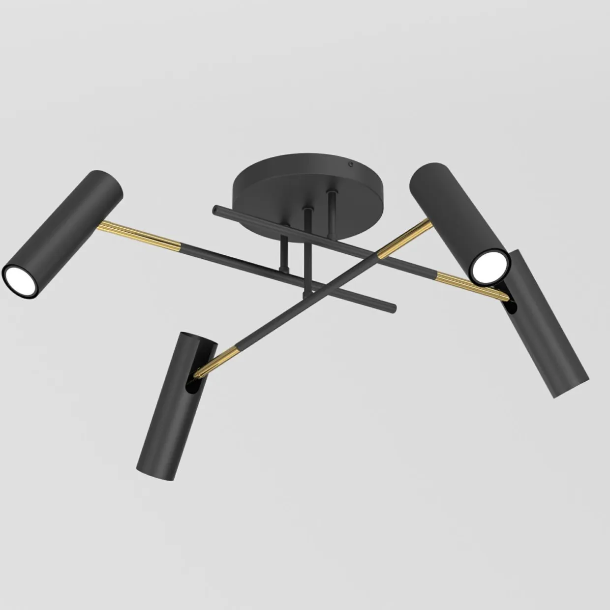 Lampa sufitowa 4 regulowane reflektory czarno-złota AXION