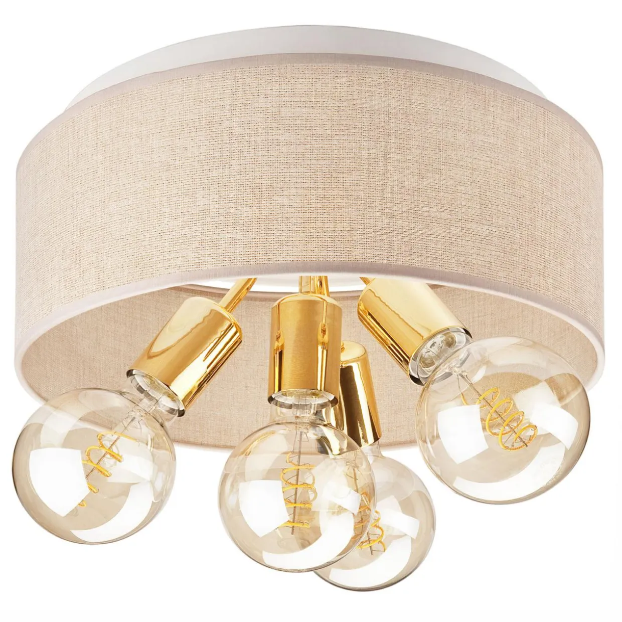 Lampa sufitowa abażur beżowy złota CARINA 4
