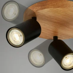 Lampa sufitowa drewniana podstawa czarna VINTAGE III