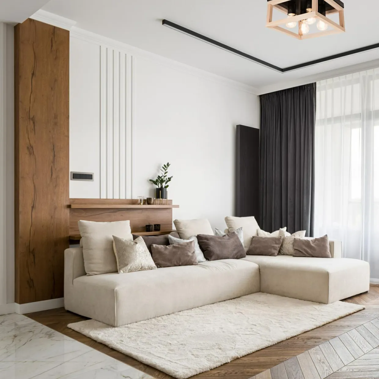 Lampa sufitowa drewno czarna VILLY 4