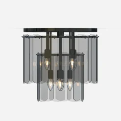 Lampa sufitowa dymione szkło czarna NIRA φ43 cm