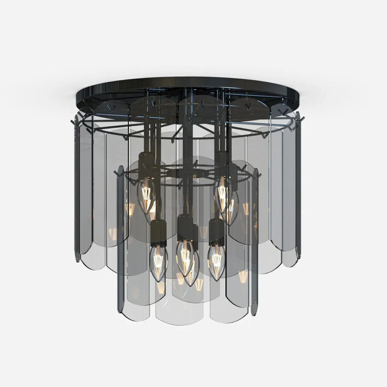 Lampa sufitowa dymione szkło czarna NIRA φ43 cm