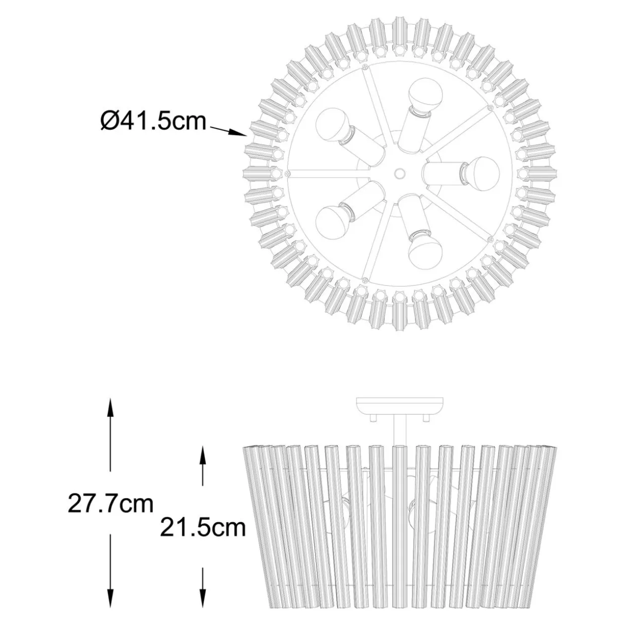 Lampa sufitowa glamour złota BACH 41 cm
