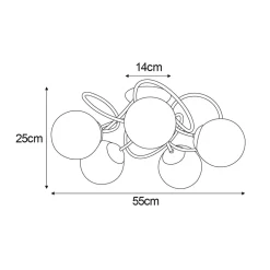 Lampa sufitowa kule czarna FLORO 5