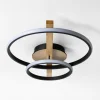 Lampa sufitowa LED 2 pierścienie jasne drewno czarna ALMERIA