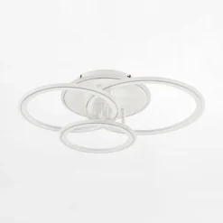 Lampa sufitowa LED biała chrom LUNAR z pilotem