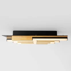 Lampa sufitowa LED czarna drewniana ELIOT