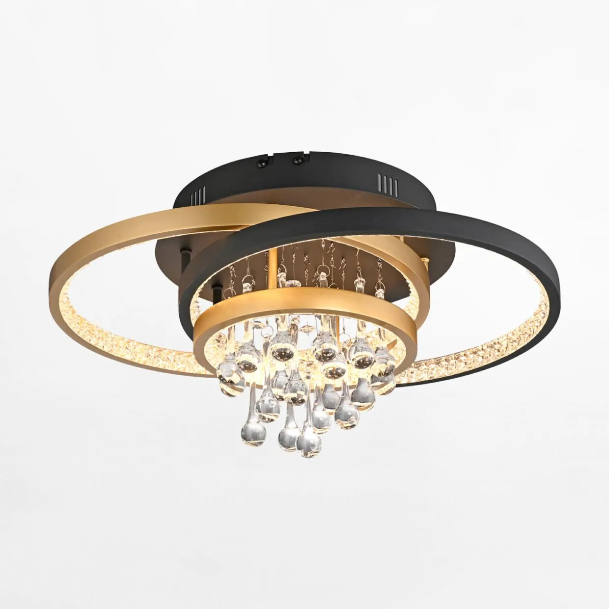 Lampa sufitowa LED czarno-złota ROTAZO