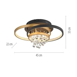 Lampa sufitowa LED czarno-złota ROTAZO