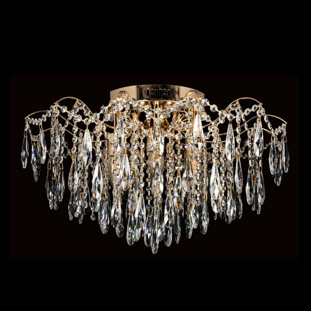 Lampa sufitowa LED glamour złota fi 62 cm z pilotem