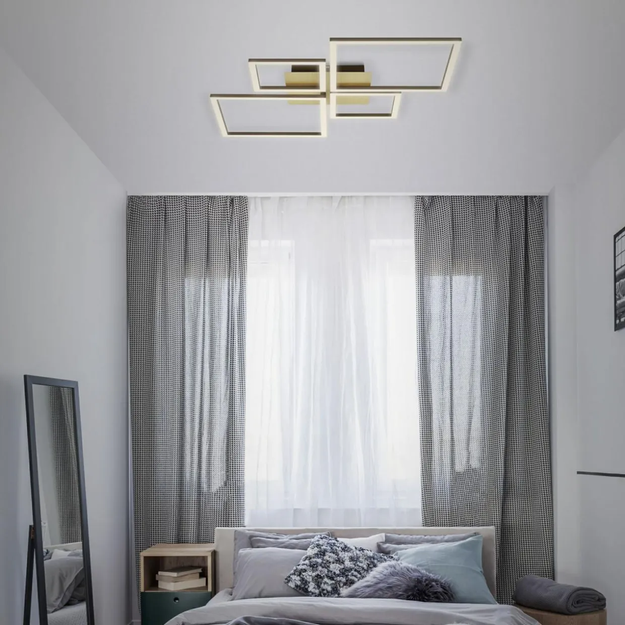 Lampa sufitowa LED obrotowa złoto brązowa FRAME 75 cm