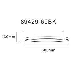 Lampa sufitowa LED pierścieniowa czarna HORIK 60 cm
