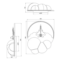 Lampa sufitowa LED samolot złoty FOCUS z pilotem