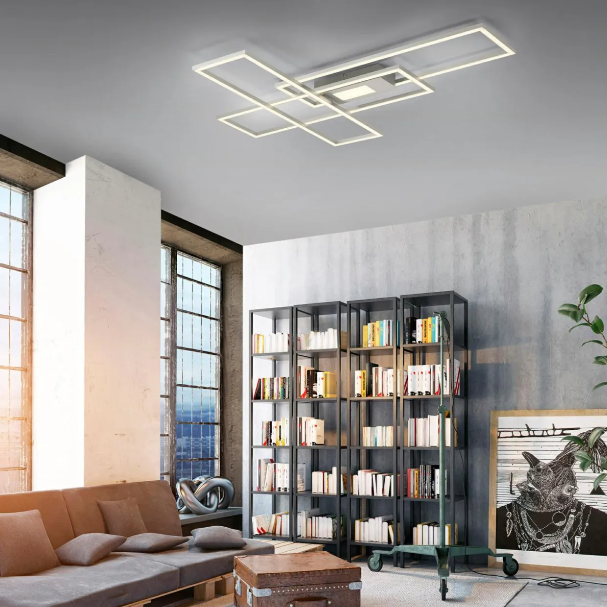Lampa sufitowa LED 48W chrom ASMIN z pilotem