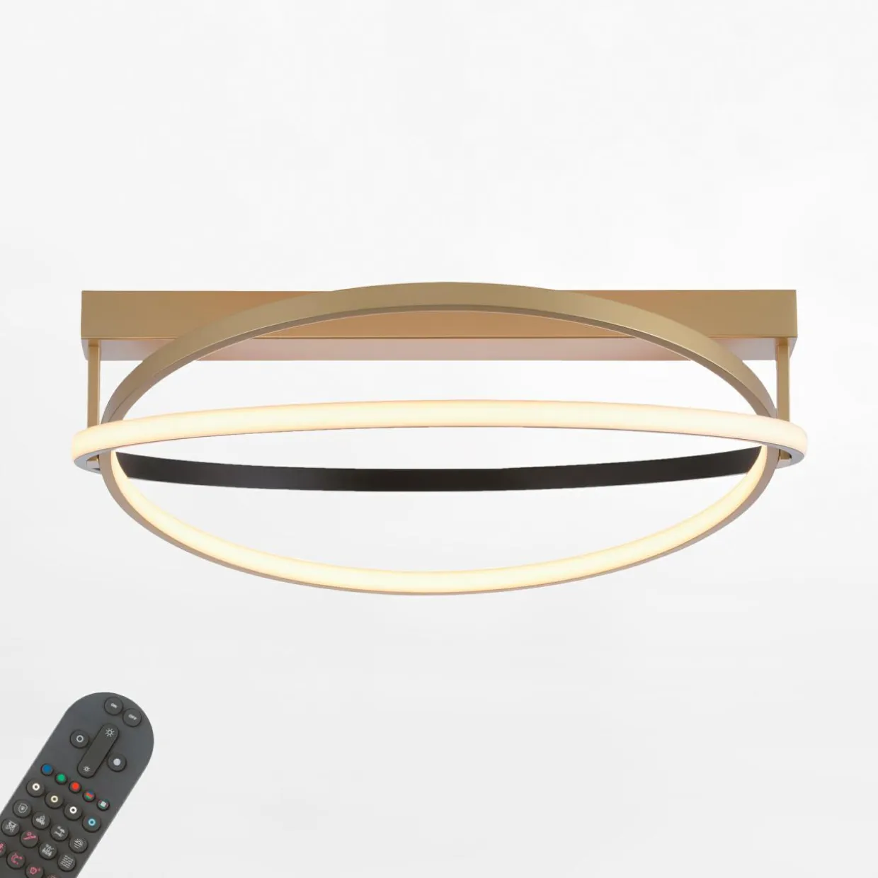 Lampa sufitowa LED Wi-Fi czarno-złota Q-BELUGA z pilotem